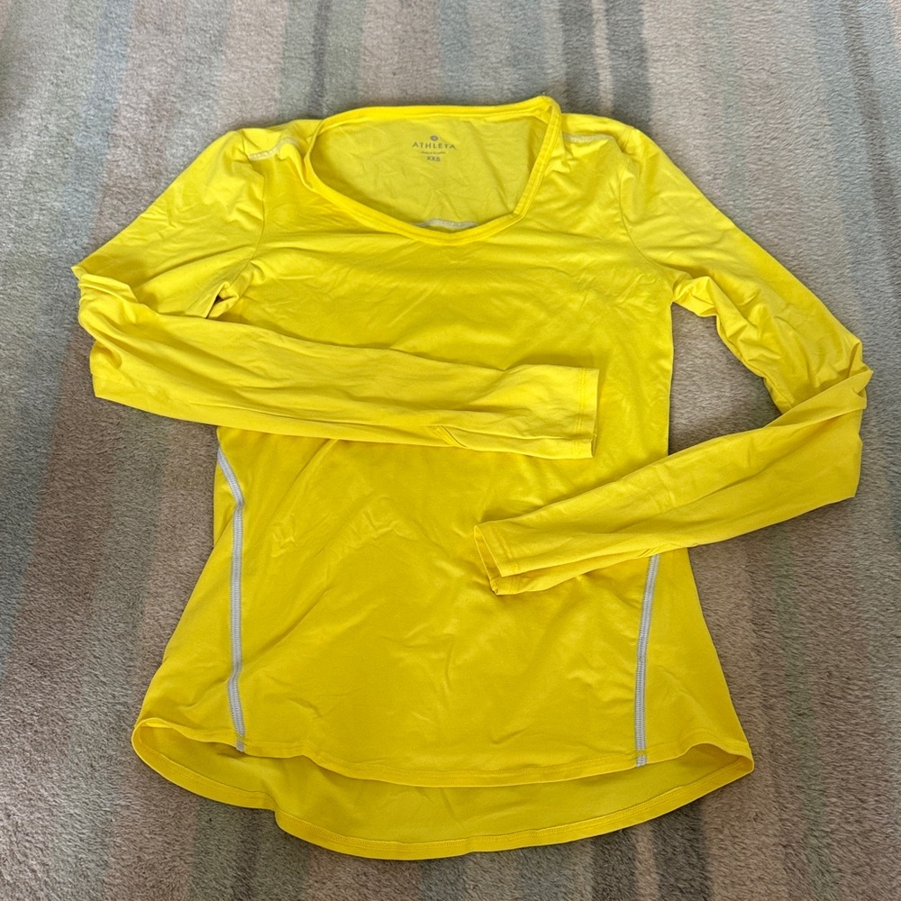 Athleta Bright Yellow Women's Long Sleeve Active Top